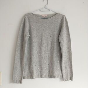 Benedetta B Sweater Womens M/S*Gray Polka Dot Merino Wool Cashmere Italy Luxury